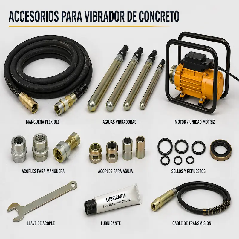 Accesorios y repuestos para vibrador de concreto