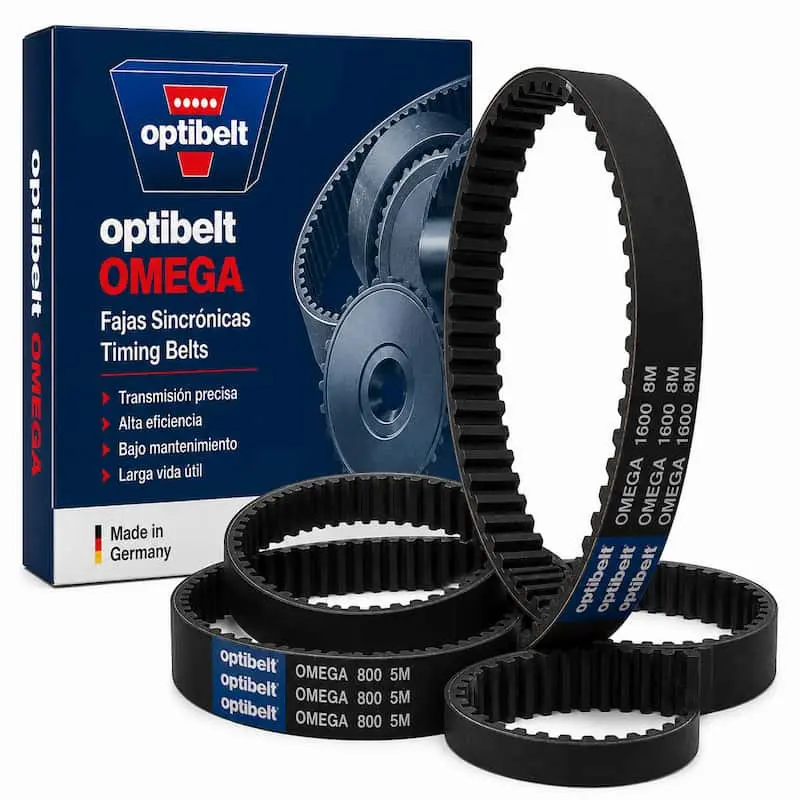 Correa de distribución Optibelt OMEGA para motores y sistemas de transmisión sincronizada.