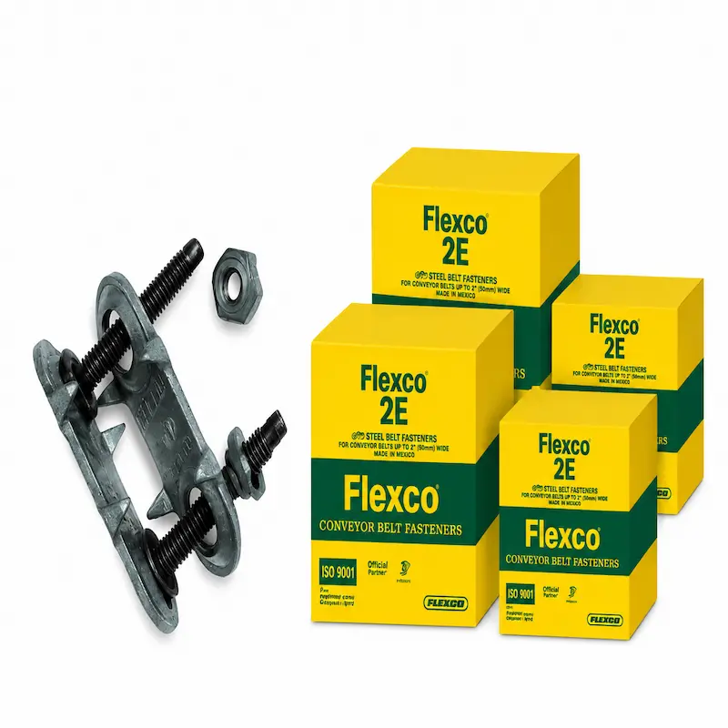 Grapas Flexco 2E para empalme de fajas y cintas transportadoras utilizadas en minería e industria en Perú.