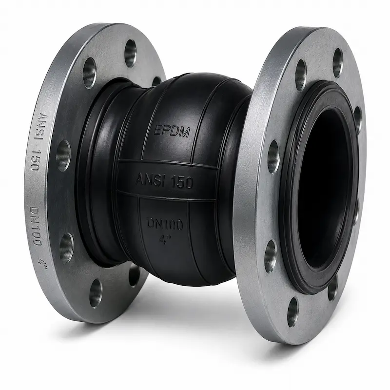 Junta de expansión EPDM ANSI 150 con bridas para absorción de vibraciones, movimientos y dilataciones en sistemas de tuberías industriales