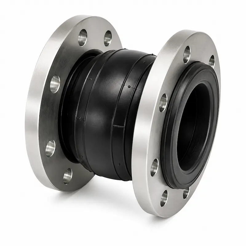 Junta de expansión EPDM con bridas de acero carbono para absorción de vibraciones y movimientos en sistemas de tuberías industriales