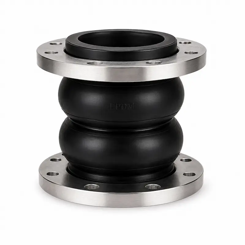 Junta de expansión EPDM doble esfera con bridas inoxidables para sistemas de tuberías industriales