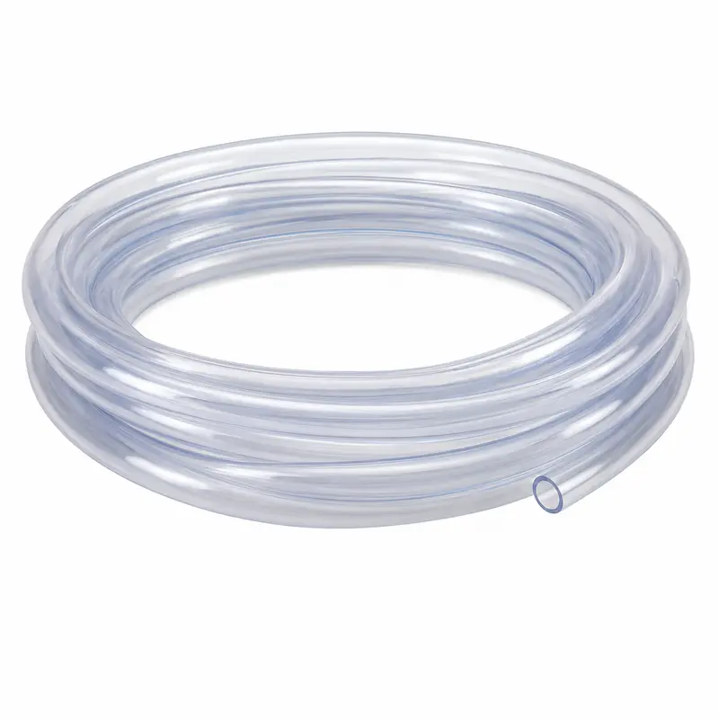 Manguera PVC transparente flexible de alta calidad para conducción de agua, aire y líquidos en aplicaciones industriales, comerciales y domésticas.