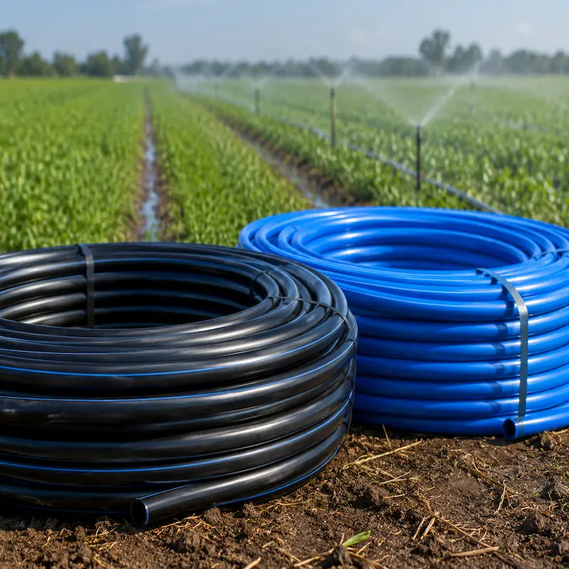 Mangueras de Polietileno HDPE Azul y Negra para Riego Agrícola