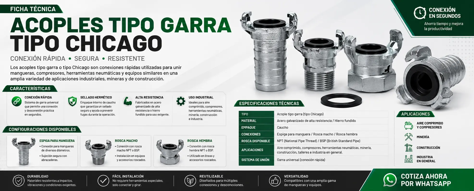 acoples-tipo-garra-chicago-peru Acoples tipo garra Tipo Chicago para aire comprimido e industria en Perú