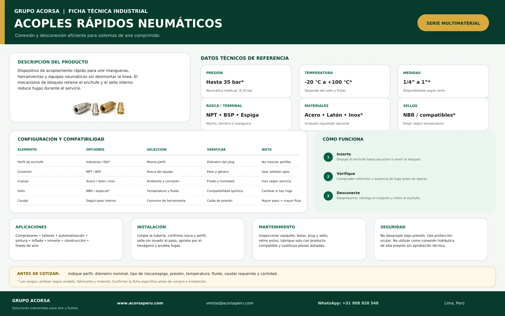 ficha-tecnica-acoples-rapidos-neumaticos-industriales-grupo-acorsa Ficha técnica de acoples rápidos neumáticos industriales en acero niquelado, latón e inoxidable – Grupo Acorsa Perú